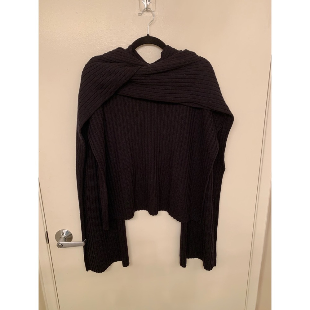SOLD Tibi Black Wool Wrap Shawl